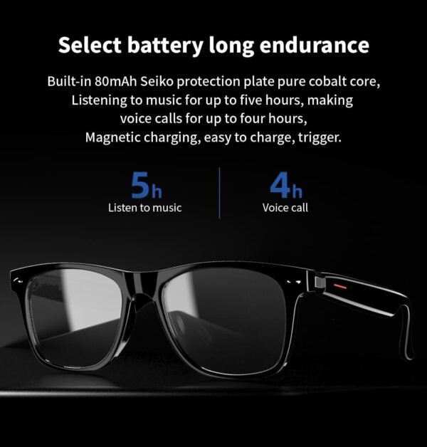E13 Bluetooth Audio Smart Glasses for Men Women, Blue Light Blocking & Sunglasses Lens for Office Outdoor Sports Drive Hands-Free Calling, Easy Automatic Pairing (Clear Lens) - Image 5
