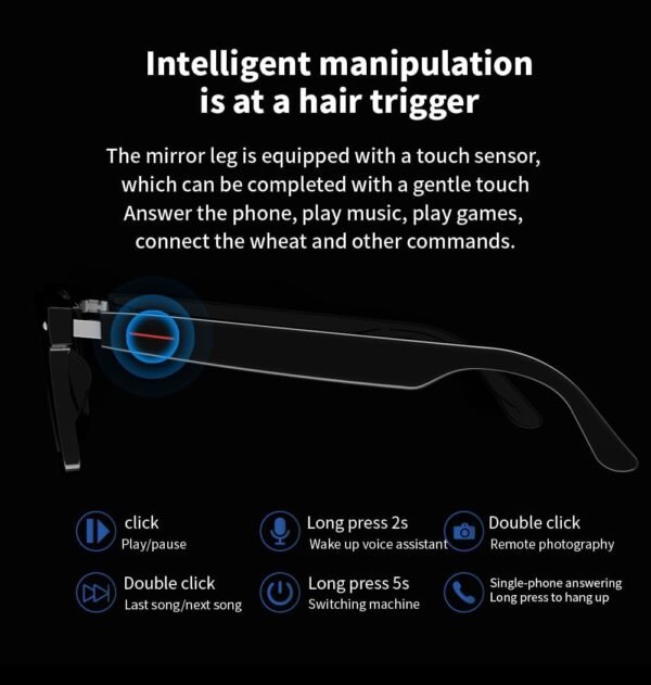 E13 Bluetooth Audio Smart Glasses for Men Women, Blue Light Blocking & Sunglasses Lens for Office Outdoor Sports Drive Hands-Free Calling, Easy Automatic Pairing (Clear Lens) - Image 7